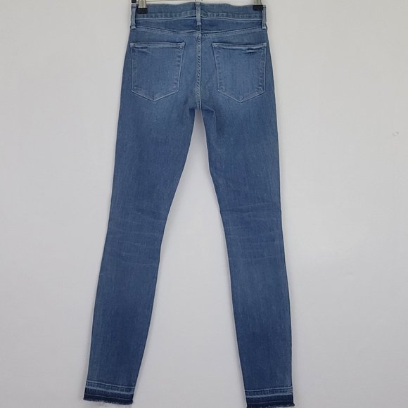 AYR Rise Skinny Stretch Raw Frayed Hem Jean, Medium Wash - Size 24 x 28 - Picture 3 of 11